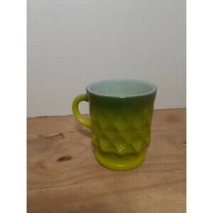 Vintage Anchor Hocking Fire King Kimberly Diamond Green Lime coffee Mug tea cup